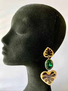Vintage Emerald Yves Saint Laurent Heart Earrings