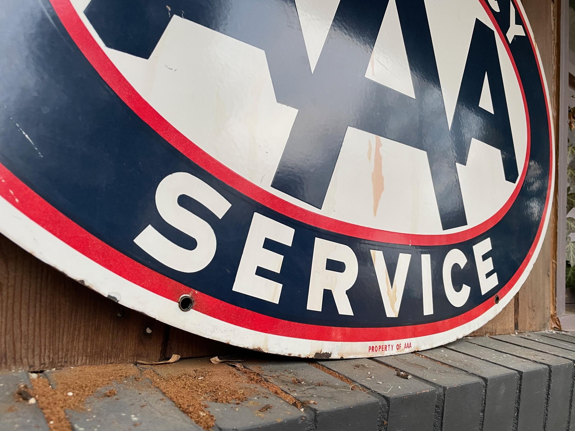 American Vintage Emergency Service Porcelain Sign Oval Oil Gas Station Garage Man Cave For Sale