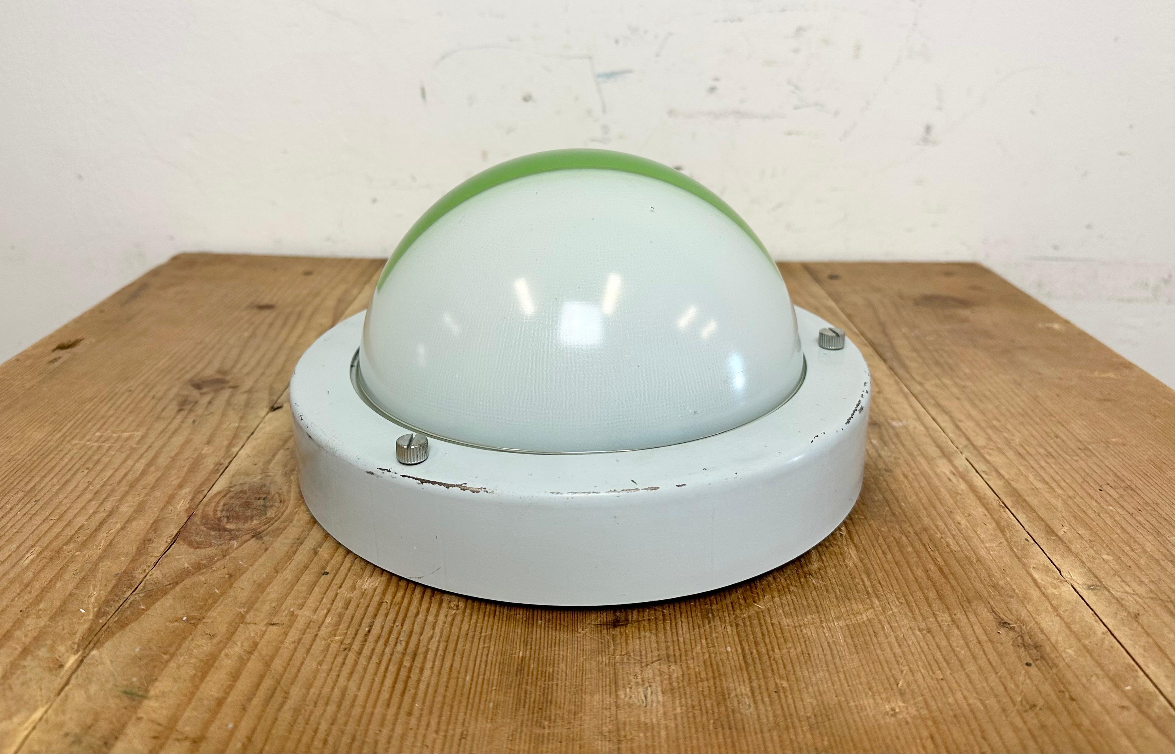 Milk Glass Vintage Emergency Wall or Ceiling Light, 1970s For Sale