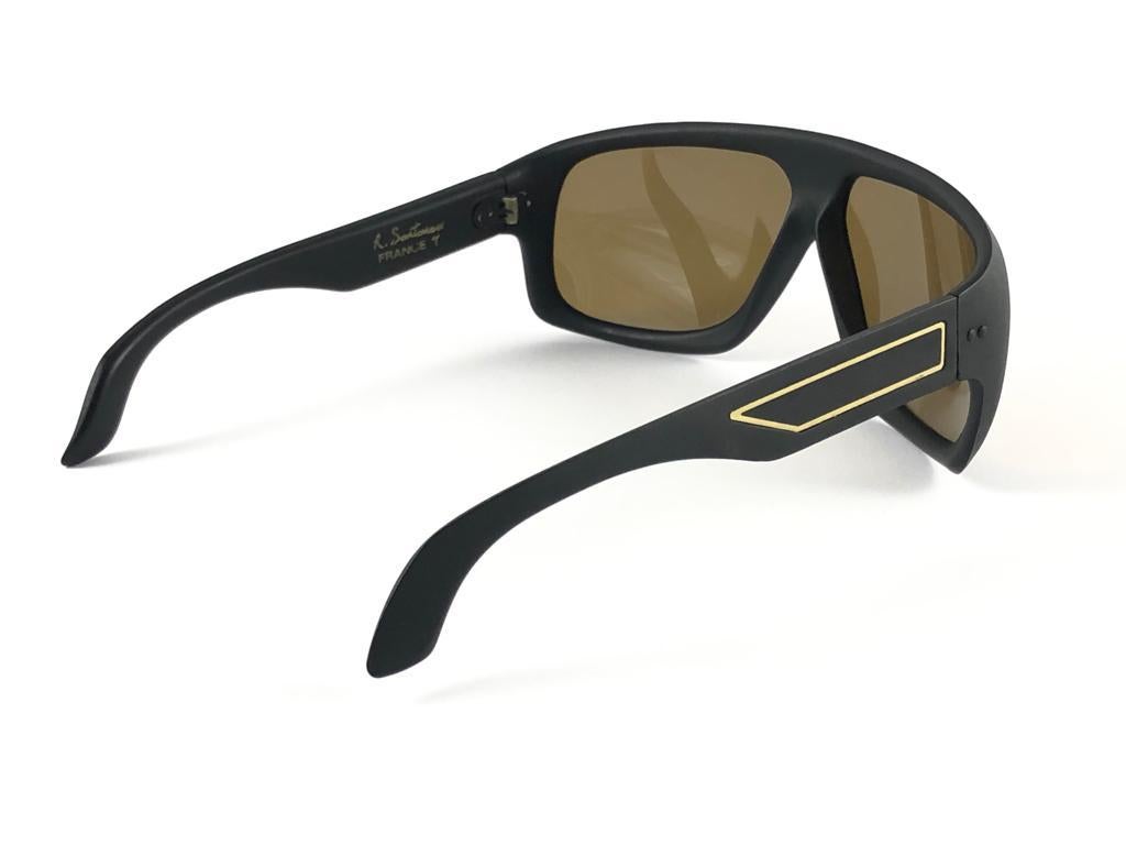 Vintage Emerson Fittipaldi Black Rectangular 70'S Collector France Sunglasses For Sale 5