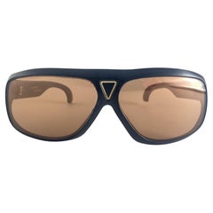 Vintage Emerson Fittipaldi Black Rectangular 70'S Collector France Sunglasses