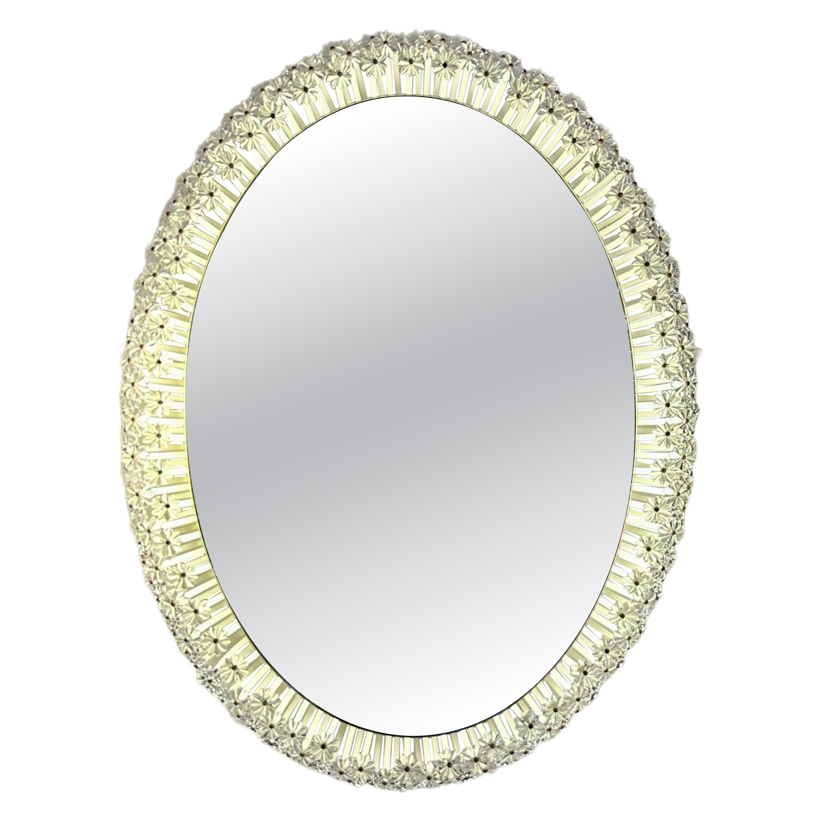 Vintage-Spiegel „Illuminated Oval Crystal Flower“ von Emil Stejnar für Rupert Nikoll