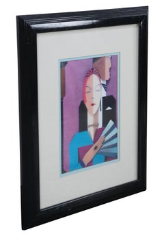 Vintage Emile Dekel Signed La Belle Epoque Art Deco Style Print 1992