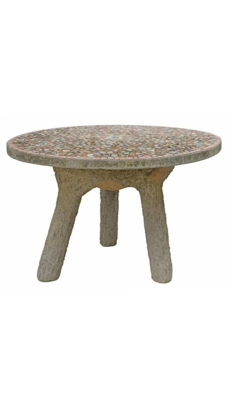 Mesa de jardín francesa de hormigón de imitación de bois Emile Taugourdeau en Bueno estado para la venta en Forney, TX