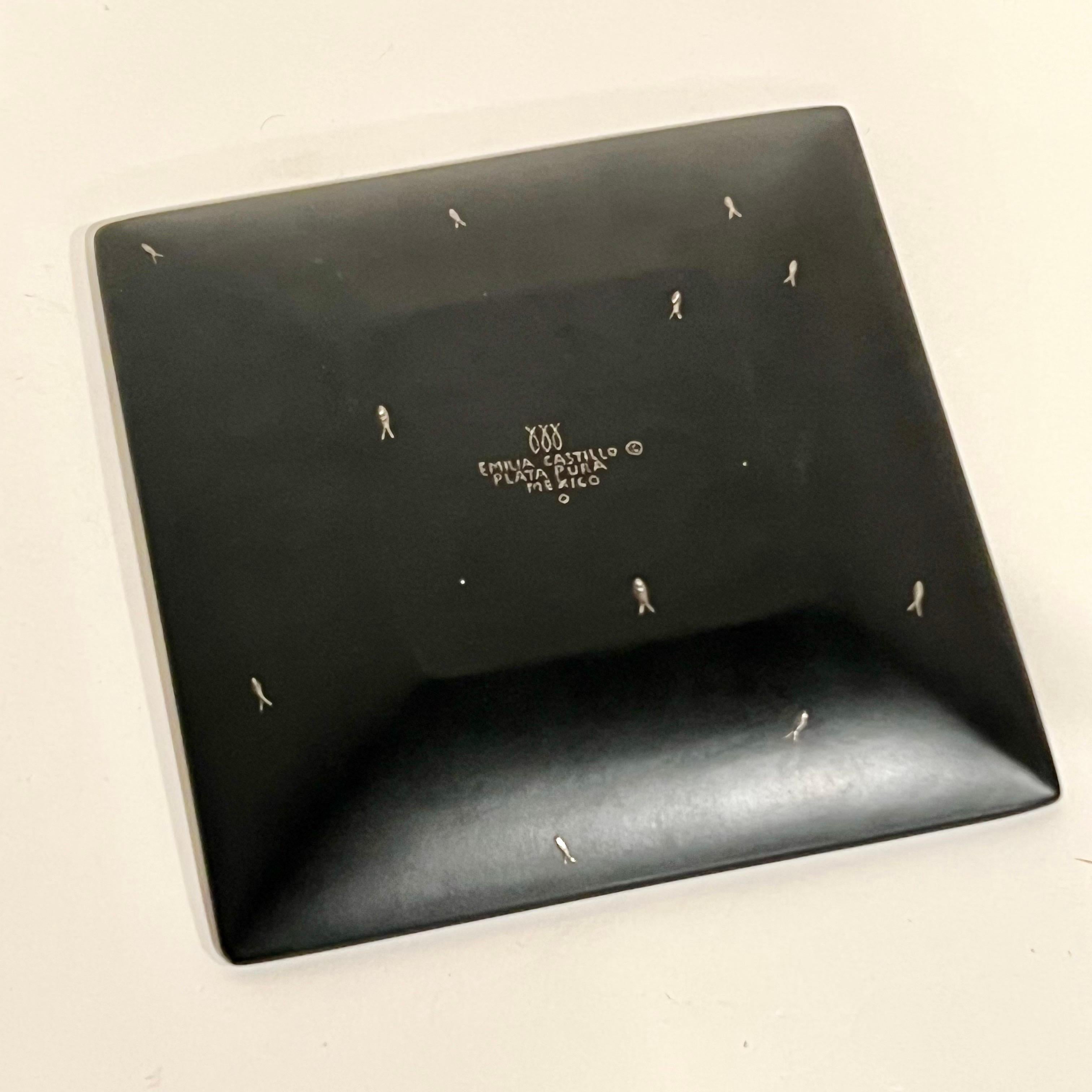 Vintage Emilia Castillo Ceramic Tray w/Sterling Silver Fish Inlay For Sale 1