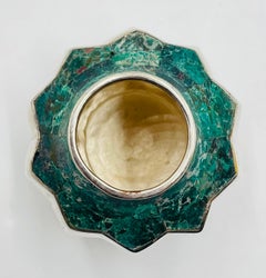 Vintage Emilia Castillo Malachite Silver Vase, Taxco Mexican Modernism