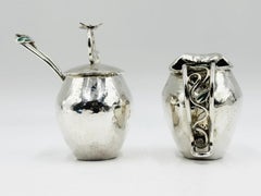 Vintage Emilia Castillo Taxco Creamer Pitcher, Covered Sugar Bowl & Spoon