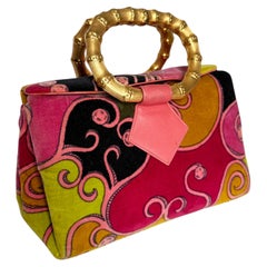 Vintage Emilio Pucci 1970er Samt Handtasche mit vergoldeten Metallgriffen
