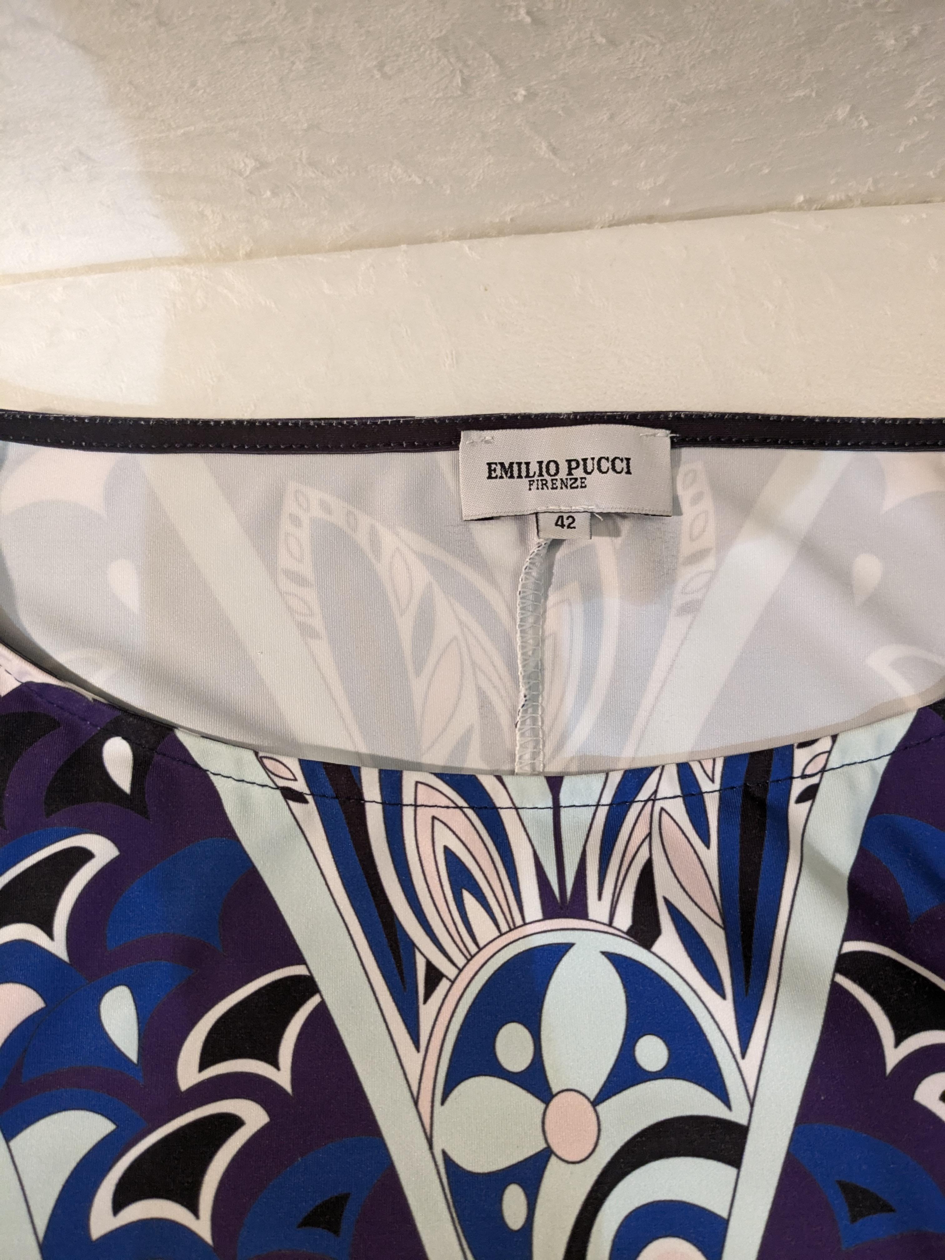 Donna Vintage  EMILIO PUCCI Abito lungo in seta nera e blu con stampa floreale e psichedelica in vendita