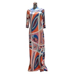 Vintage  EMILIO PUCCI Coloured Silk Psychelic Origami Print Long Dress