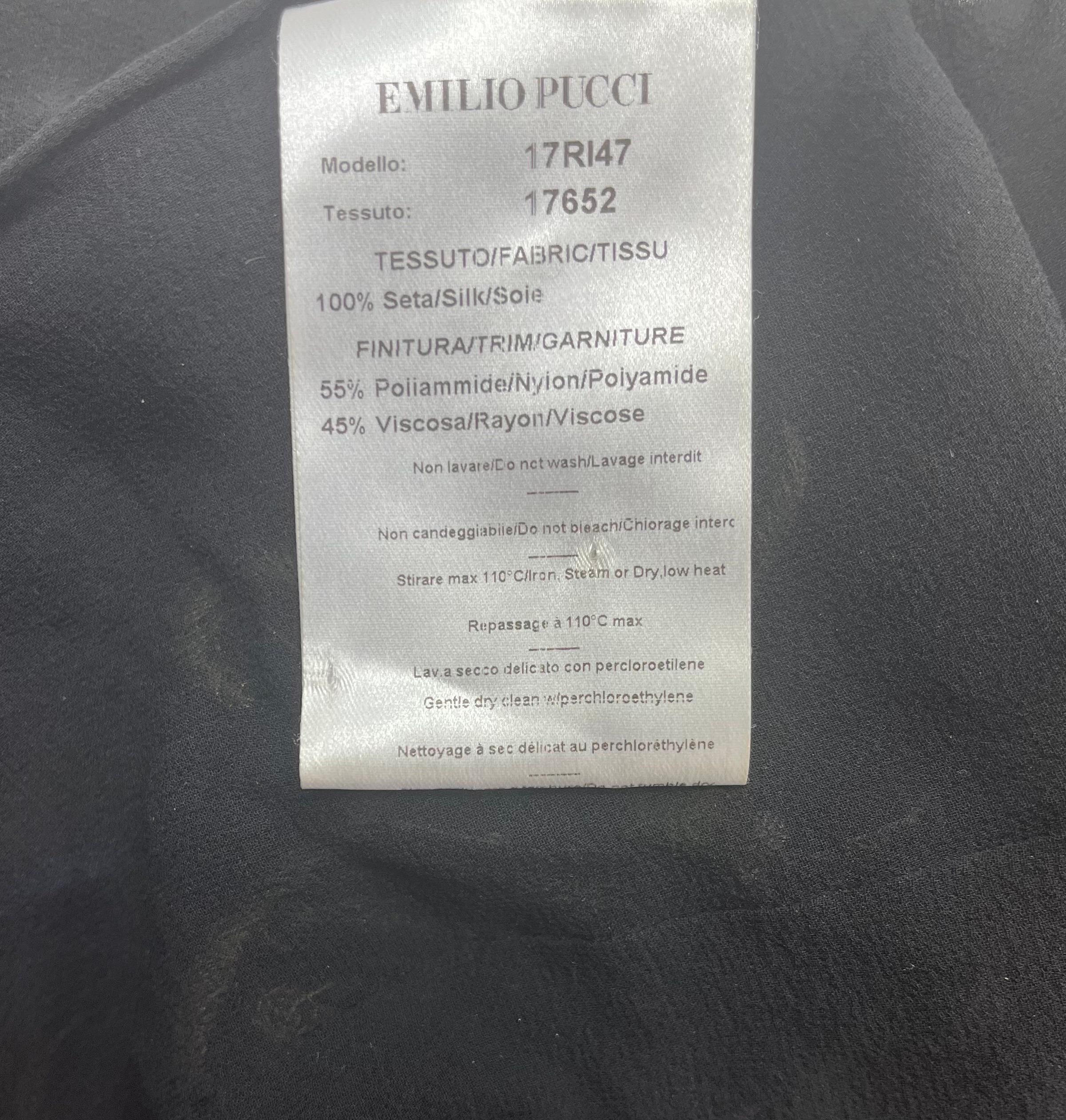 Schwarzes Seidenkleid von Emilio Pucci, bestickt und mit Kristallen verziert im Angebot 7
