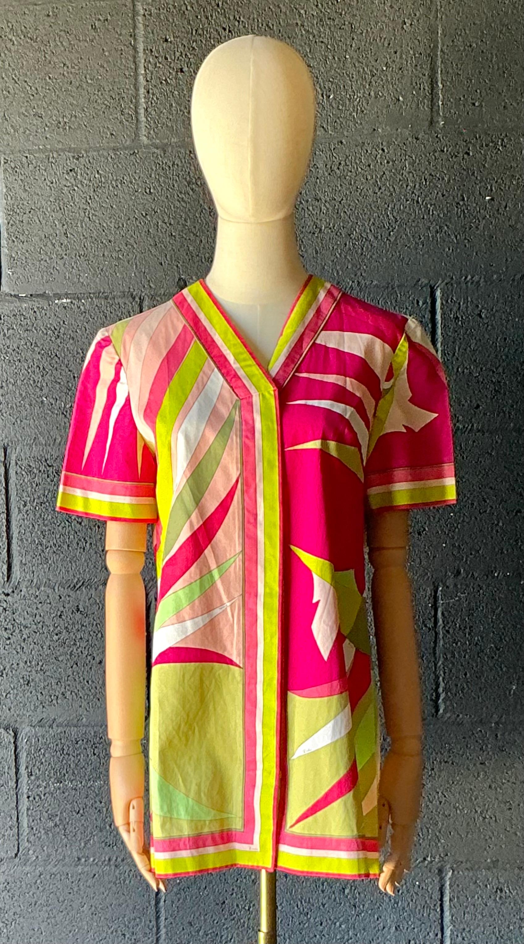 Vintage Emilio Pucci Robe à imprimé géométrique Bon état - En vente à West Palm Beach, FL