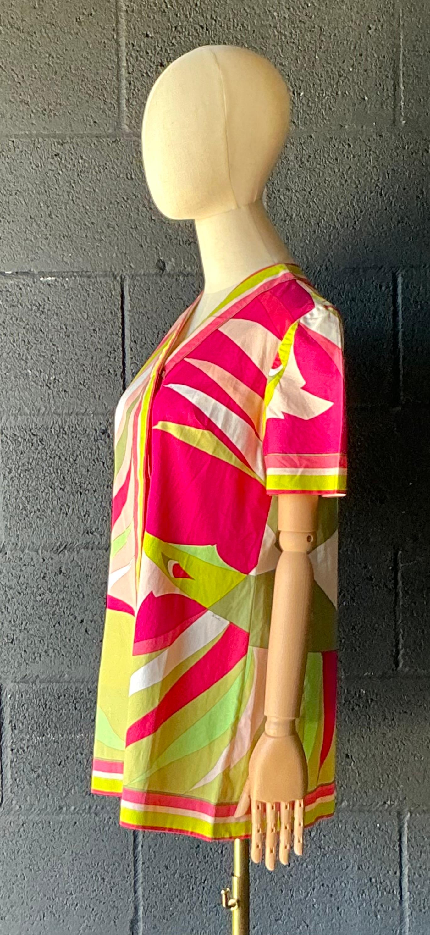 Vintage Emilio Pucci Robe à imprimé géométrique Pour femmes en vente