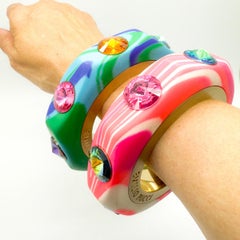 Vintage Emilio Pucci Marble Jewelled Bangle Stack 1990s