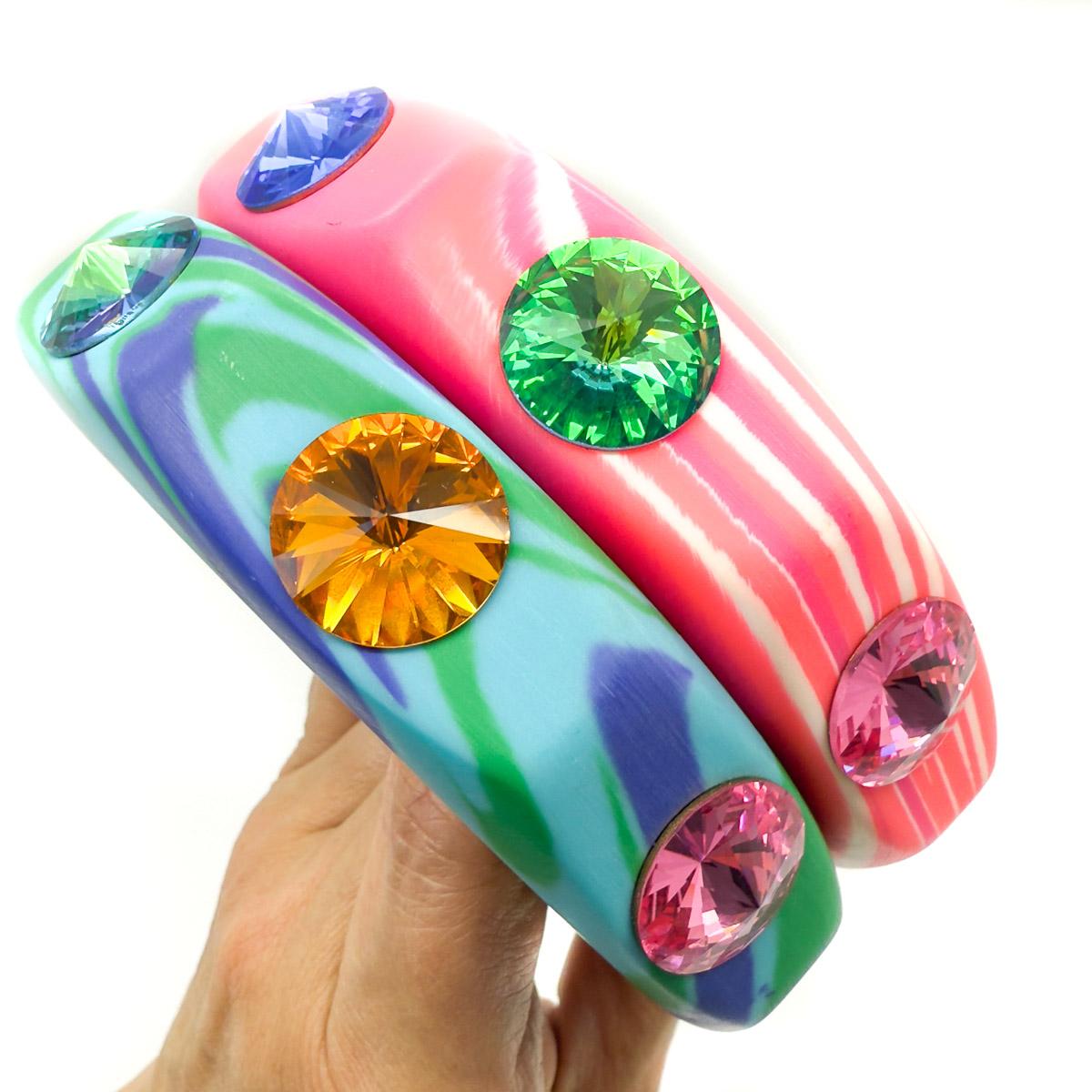 Vintage Emilio Pucci Marble Jewelled Bangle Stack 1990s For Sale 1