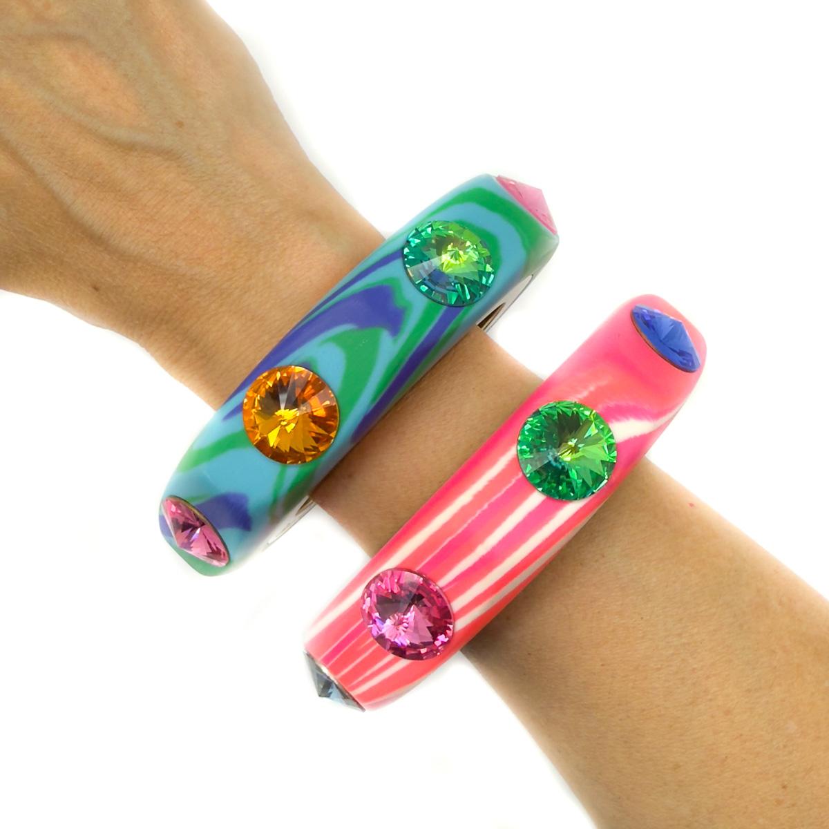 Vintage Emilio Pucci Marble Jewelled Bangle Stack 1990s For Sale 2