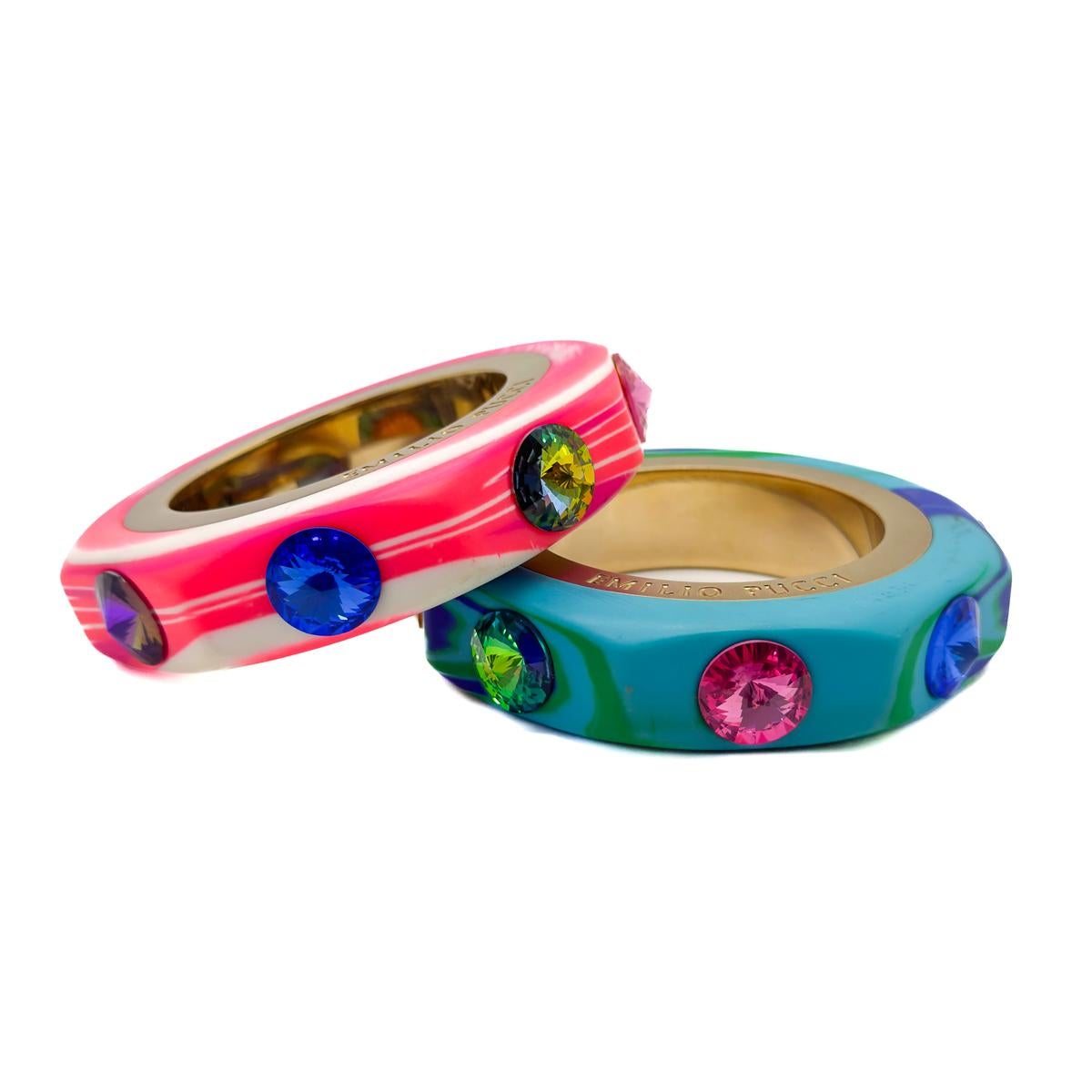 Vintage Emilio Pucci Marble Jewelled Bangle Stack 1990s For Sale 5