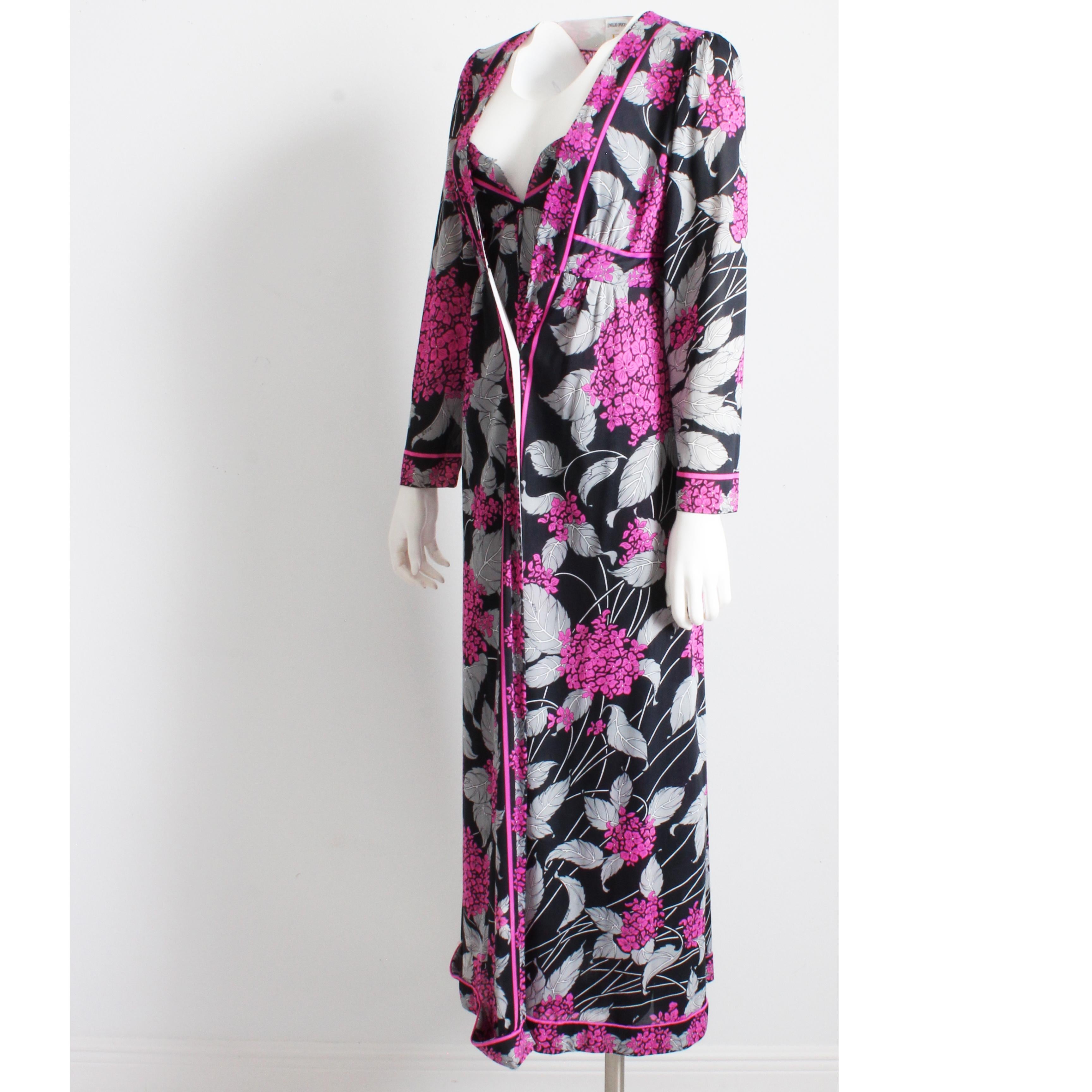 Women's or Men's Vintage Emilio Pucci Nightgown & Robe Set 2pc Set Loungewear Jet Set EFPR For Sale