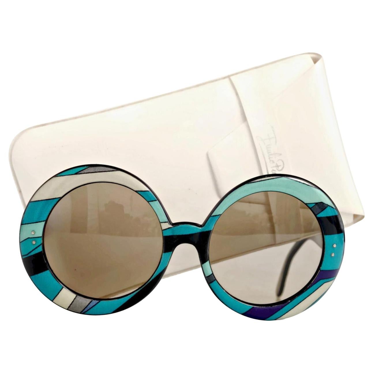 Vintage EMILIO PUCCI Oversized Round Psychedelic Sunglasses