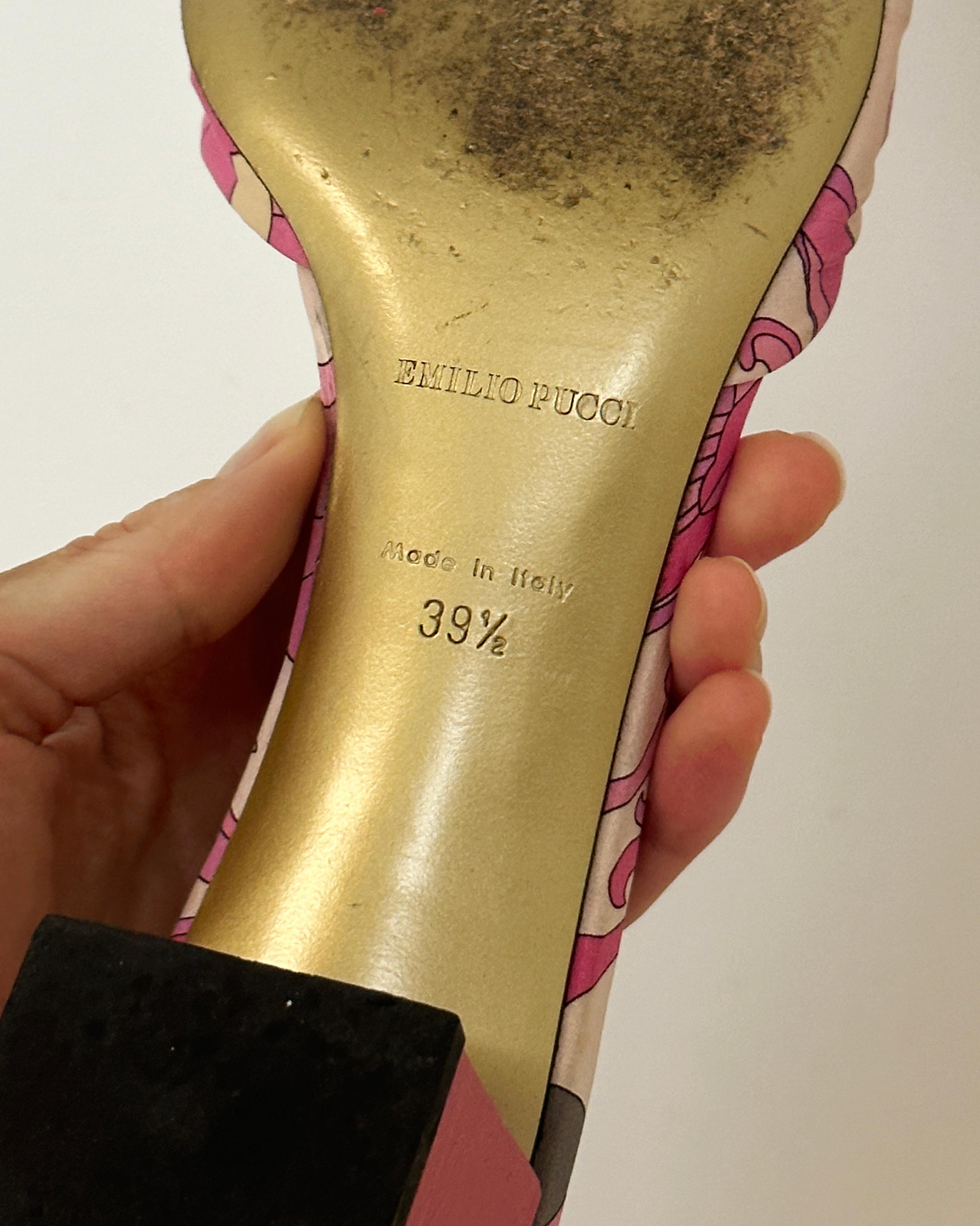 Vintage Emilio Pucci Printed Satin Embellished Slides 3