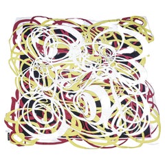 Vintage Emilio Pucci Silk Abstract Scarf Chartreuse, Magenta, Pink, Black, White