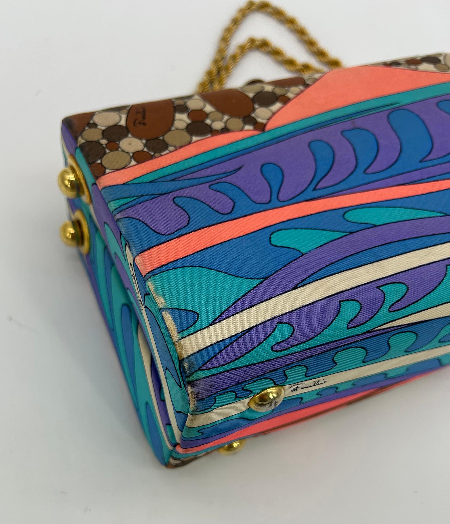 Vintage Emilio Pucci Silk Print Handbag c1960s For Sale 7