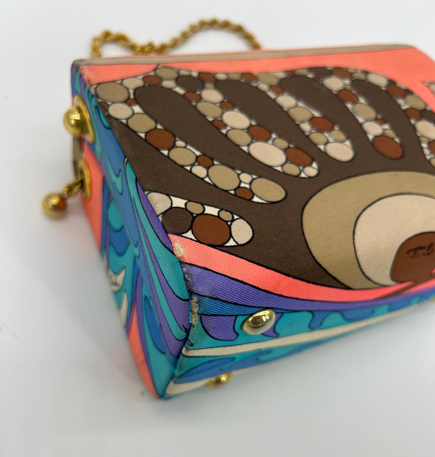 Vintage Emilio Pucci Silk Print Handbag c1960s For Sale 9
