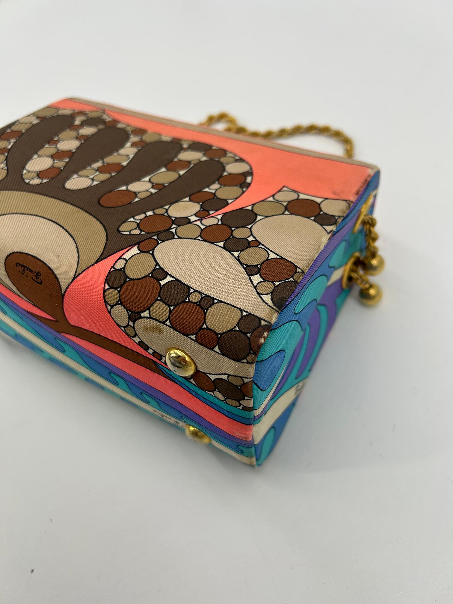 Vintage Emilio Pucci Silk Print Handbag c1960s For Sale 10