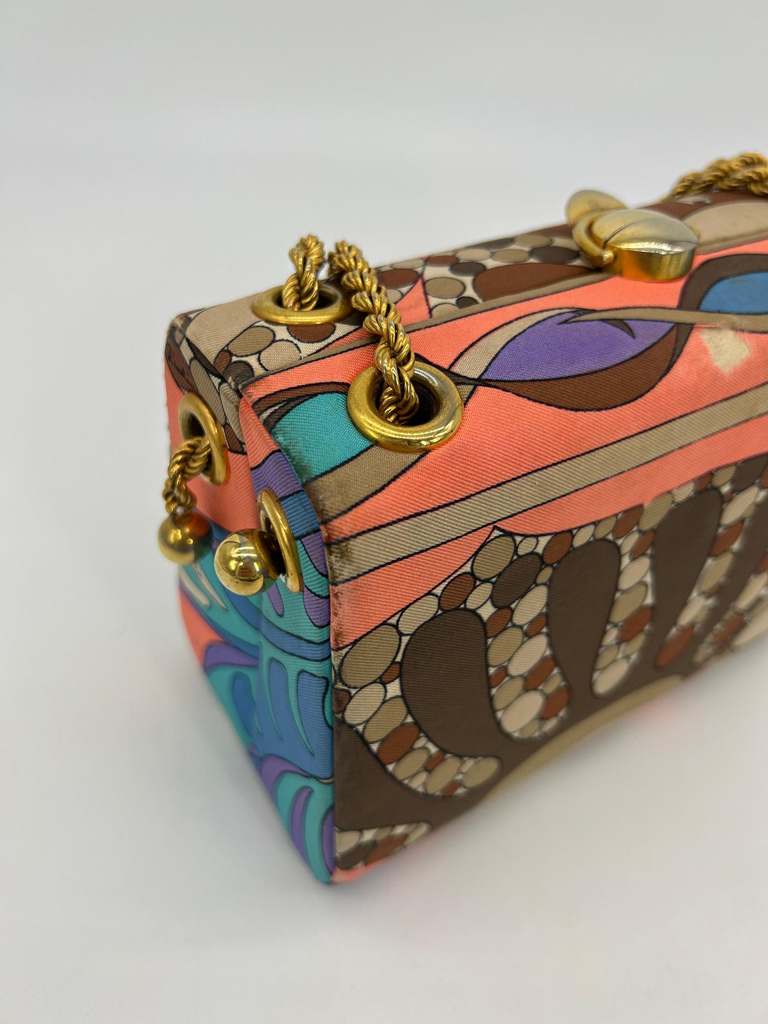 Vintage Emilio Pucci Silk Print Handbag c1960s For Sale 11