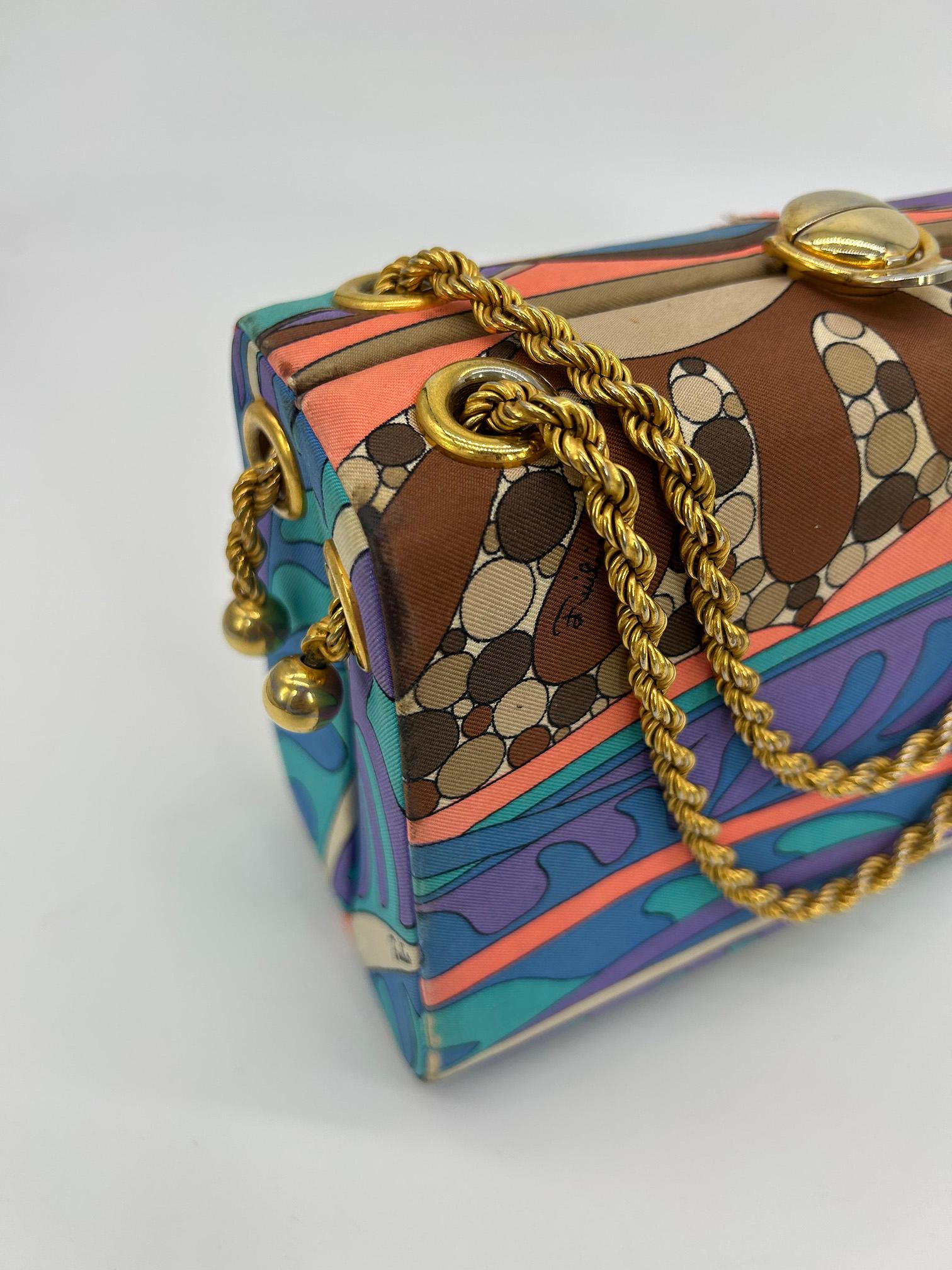 Vintage Emilio Pucci Silk Print Handbag c1960s For Sale 14