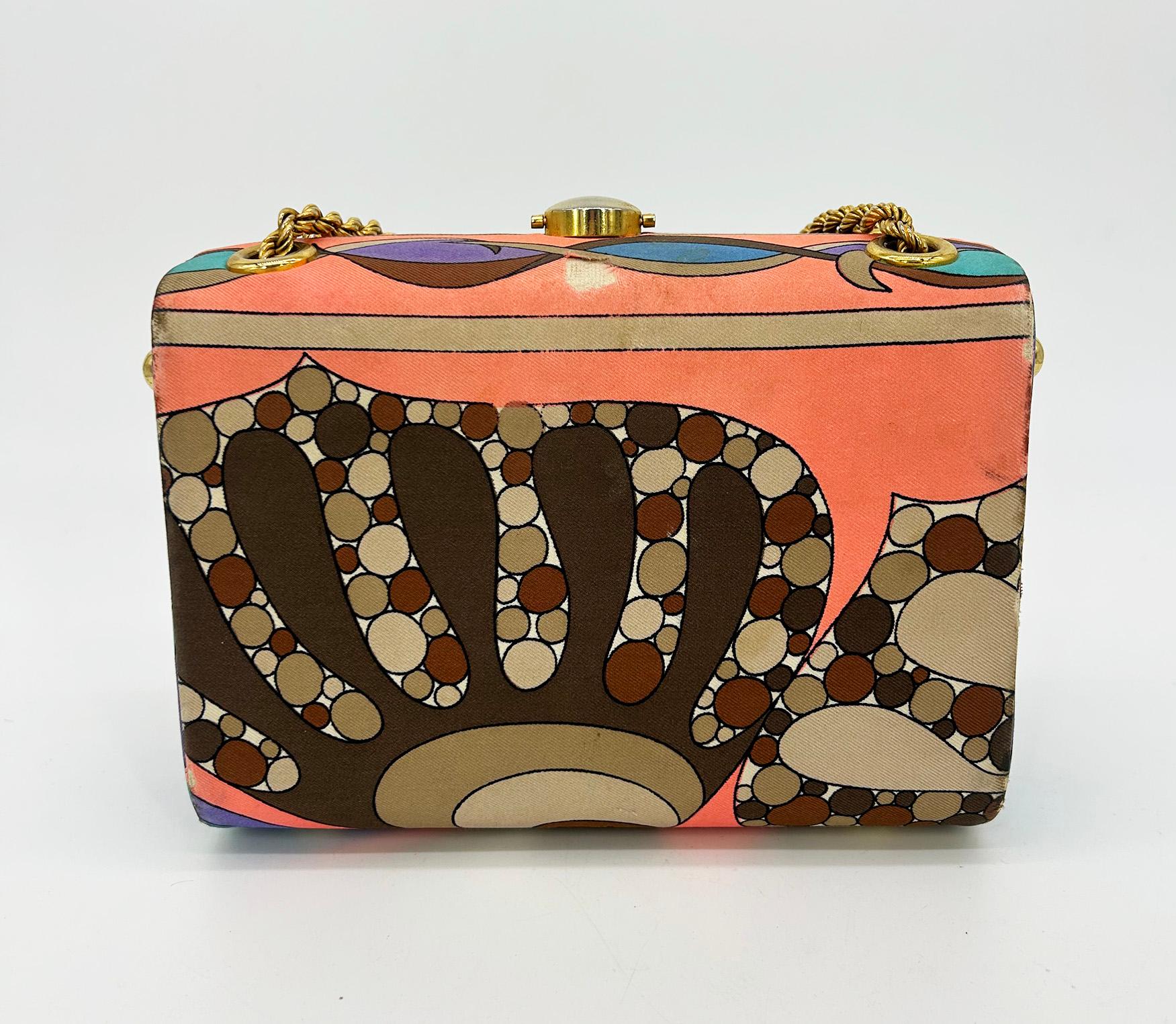Black Vintage Emilio Pucci Silk Print Handbag c1960s For Sale