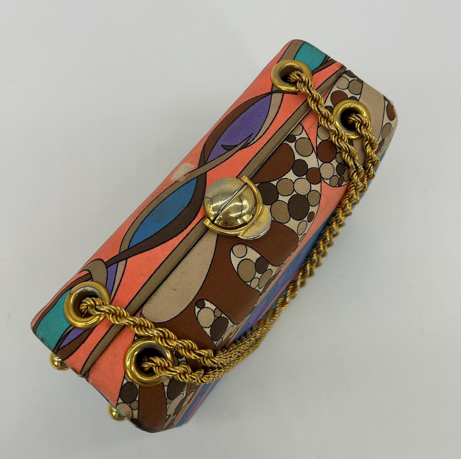 Women's Vintage Emilio Pucci Silk Print Handbag c1960s For Sale