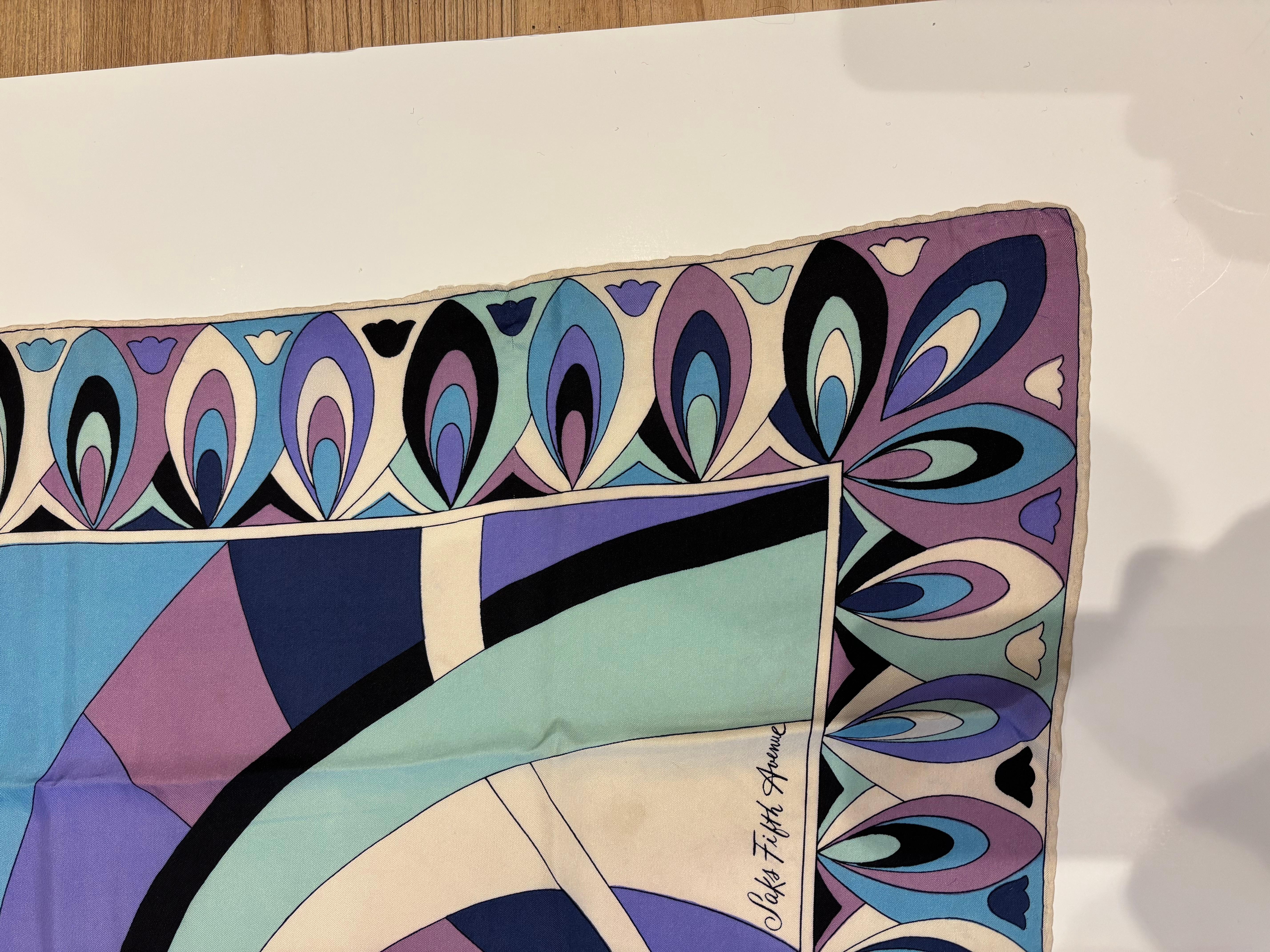 Women's Vintage Emilio Pucci Silk Scarf Made for Saks Fifth Avenue 34