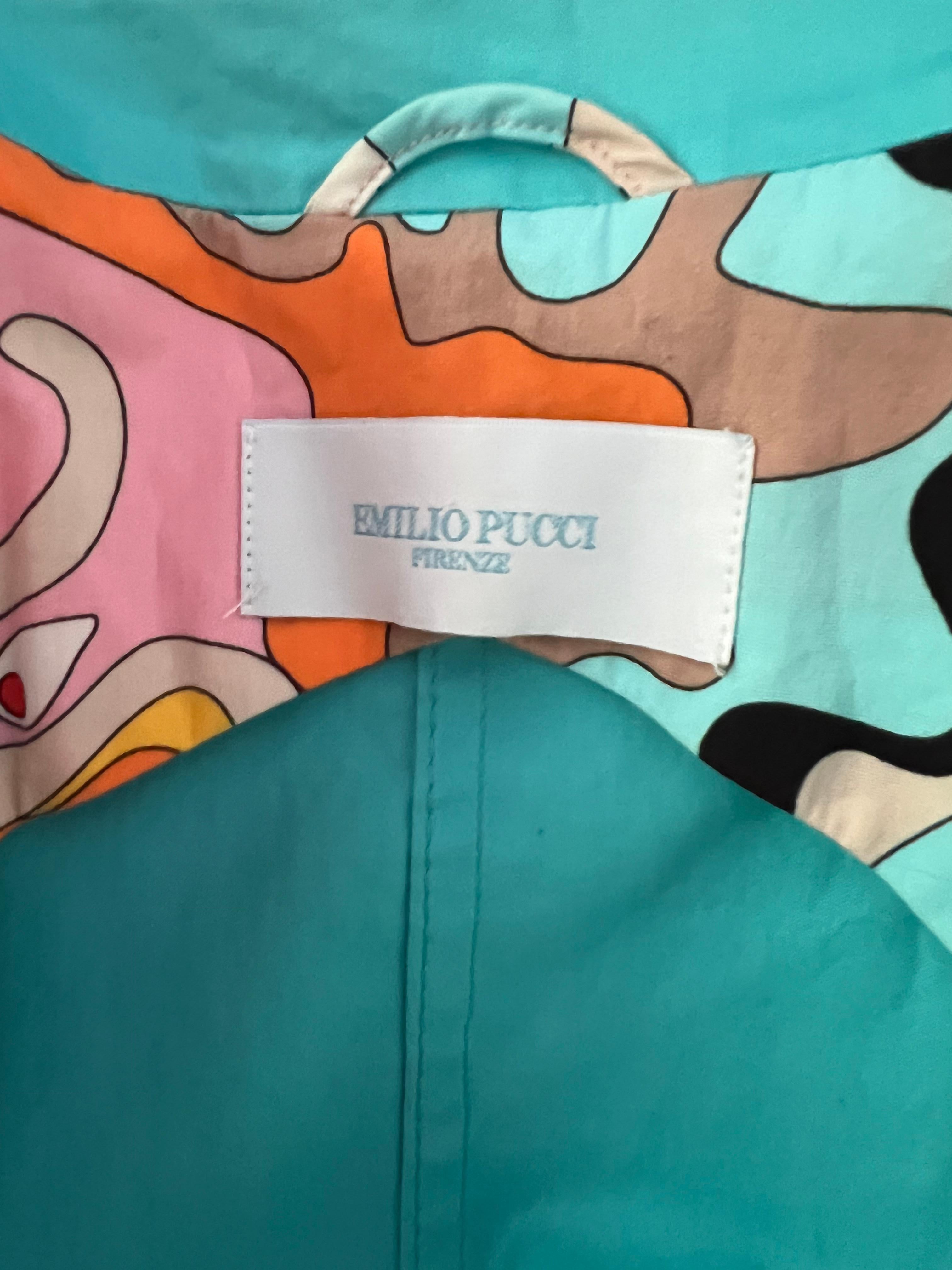 Vintage Emilio Pucci Turquoise Blazer and Pants Suit For Sale 2