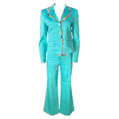 Emilio Pucci - Combinaison blazer et pantalon turquoise vintage 