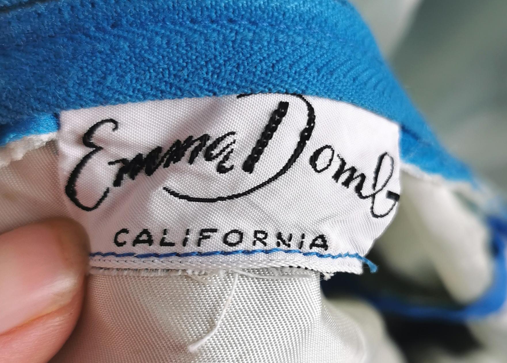 Robe de soirée vintage Emma Domb en mousseline de soie bleue  en vente 1