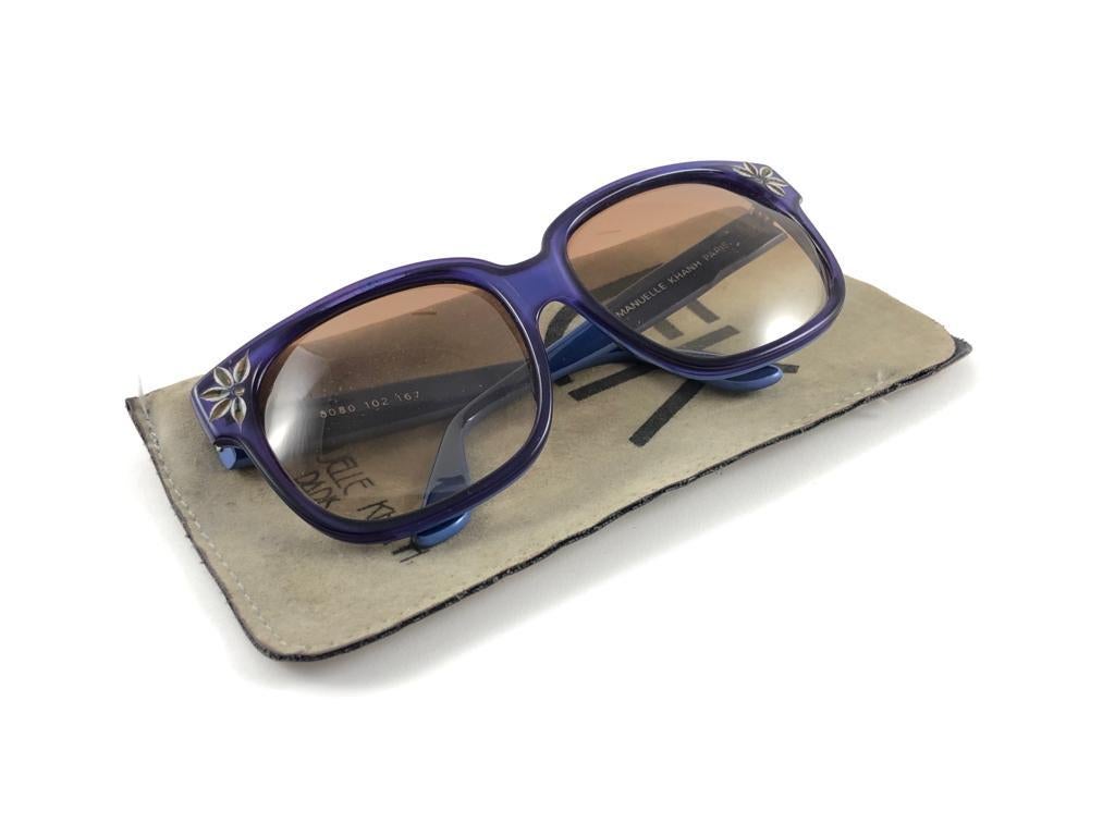 Vintage Emmanuelle Khanh 8080 102 Purple Flower Accents France Sunglasses For Sale 5