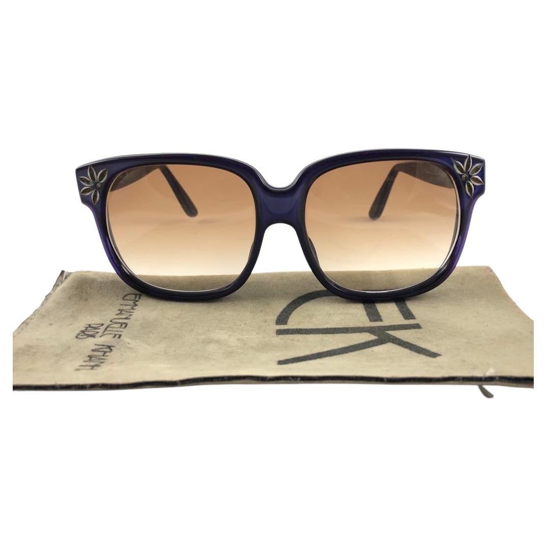 Vintage Emmanuelle Khanh 8080 102 Purple Flower Accents France Sunglasses For Sale