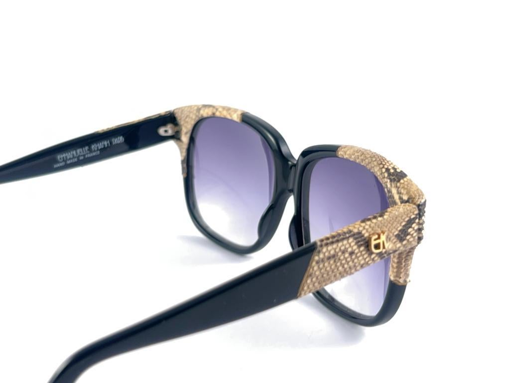 Vintage Emmanuelle Khanh 8080 16 Snake Skin Accents France 1970'S Sunglasses For Sale 3