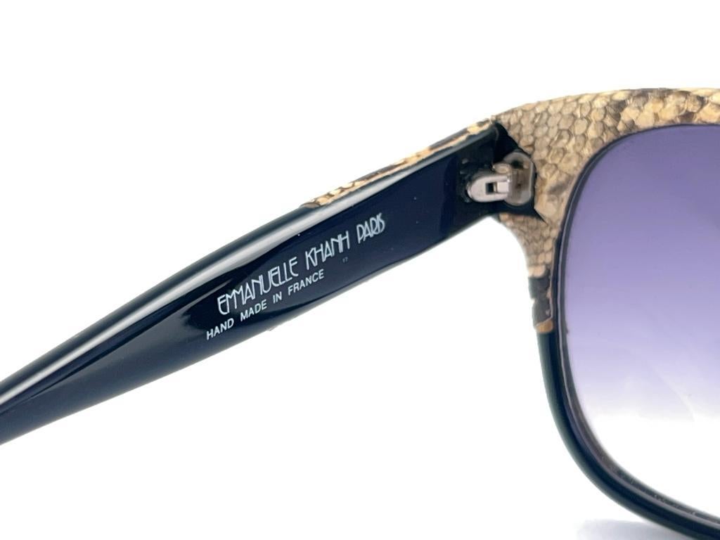 Vintage Emmanuelle Khanh 8080 16 Snake Skin Accents France 1970'S Sunglasses For Sale 4