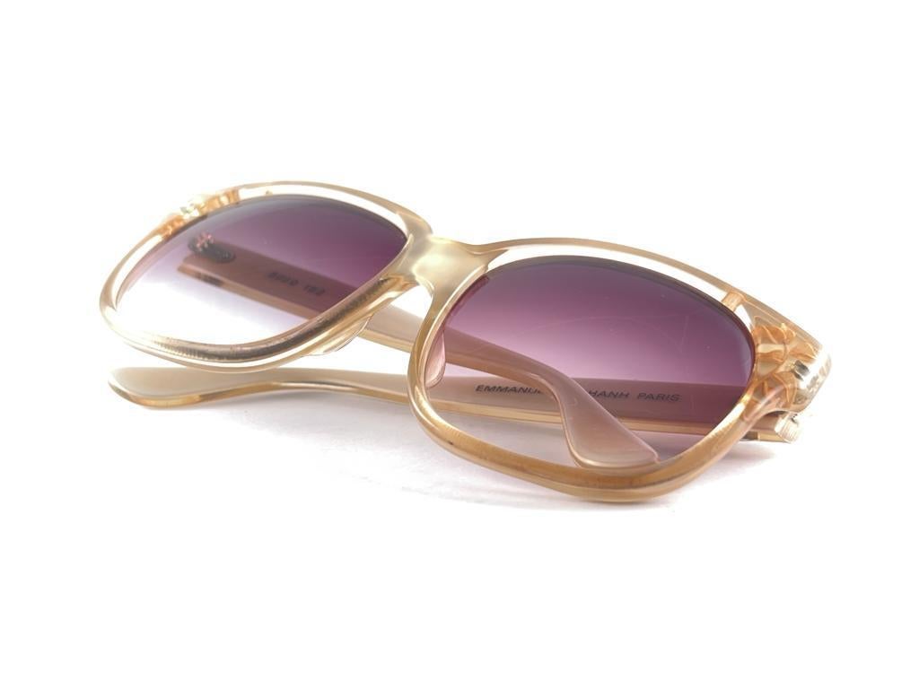 Vintage Emmanuelle Khanh 8080 182 Translucent Beige France Sunglasses For Sale 1