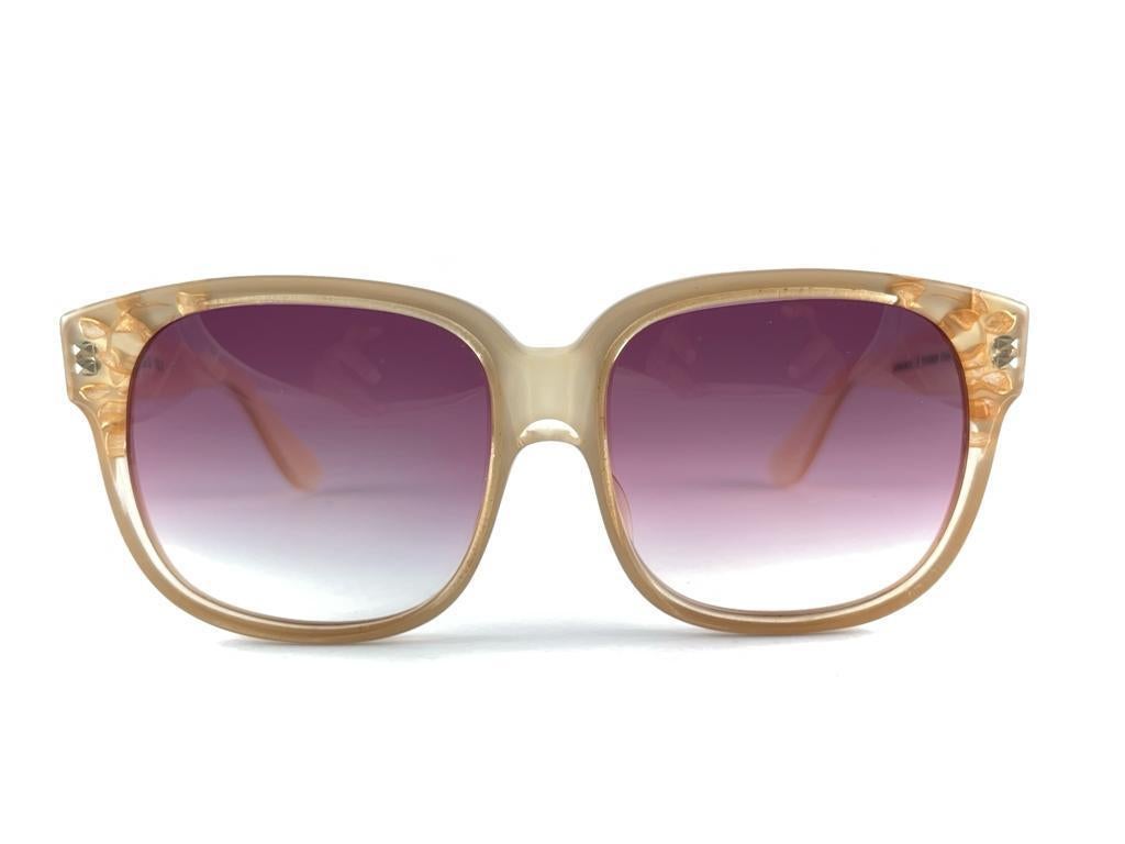 Vintage Emmanuelle Khanh 8080 182 Translucent Beige France Sunglasses For Sale 2