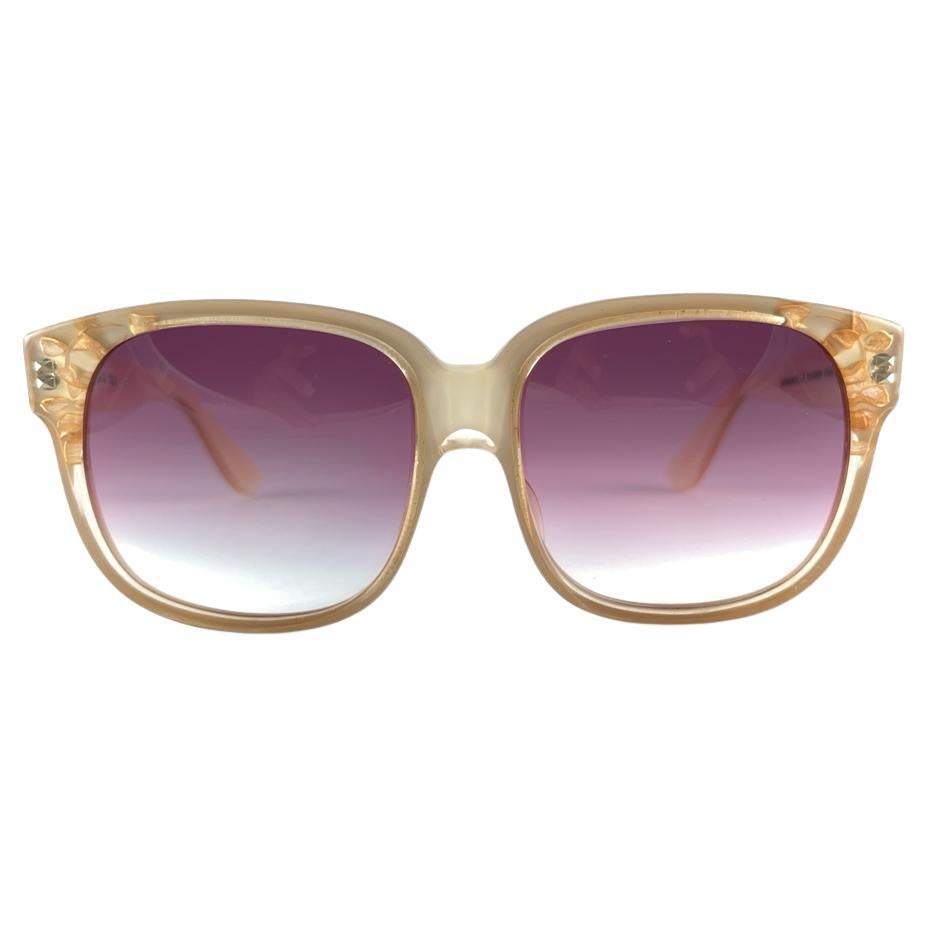 Vintage Emmanuelle Khanh 8080 182 Translucent Beige France Sunglasses For Sale