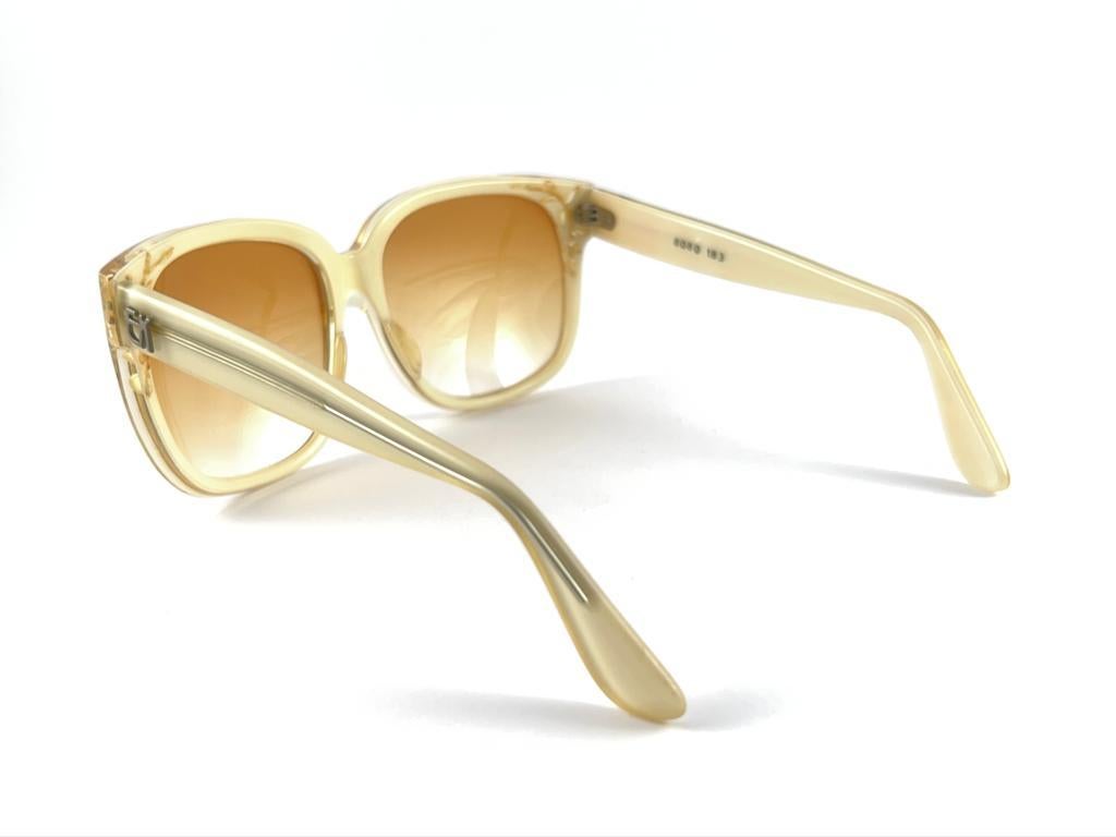 Vintage Emmanuelle Khanh 8080 183 Translucent Beige France Sunglasses For Sale 8