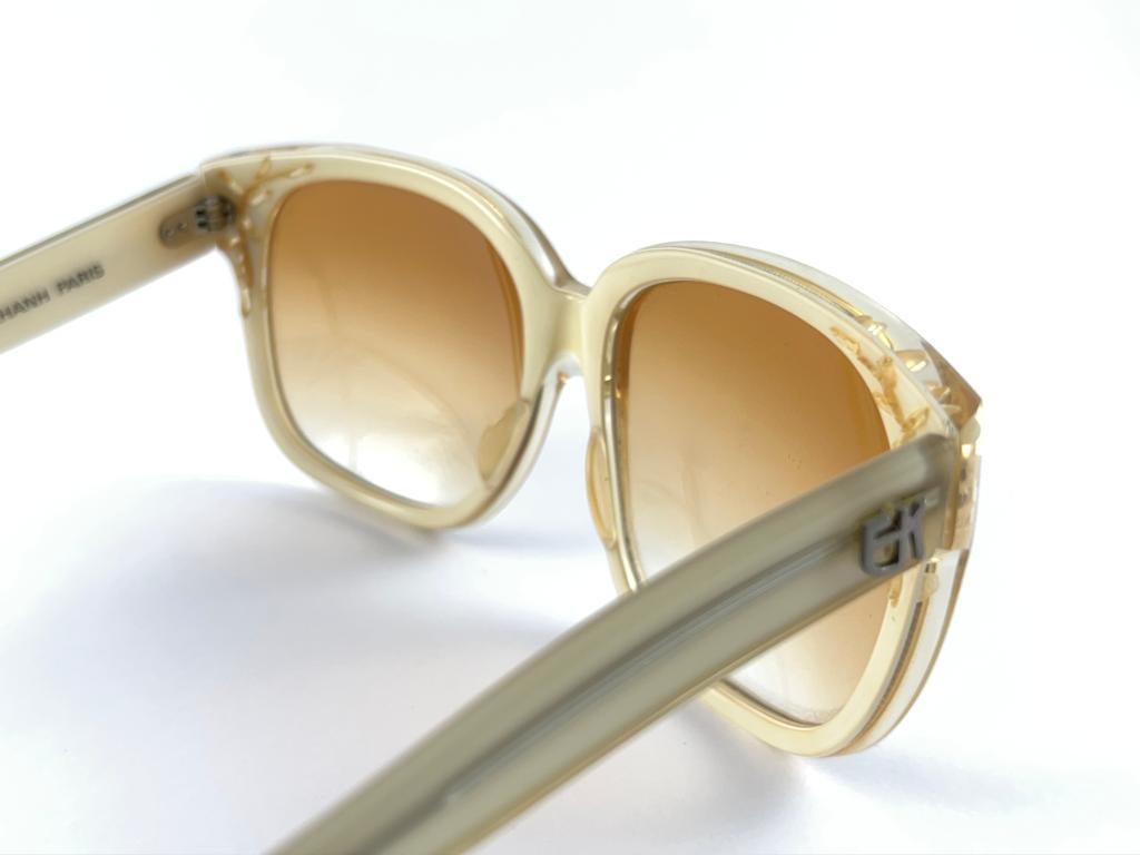 Women's or Men's Vintage Emmanuelle Khanh 8080 183 Translucent Beige France Sunglasses For Sale