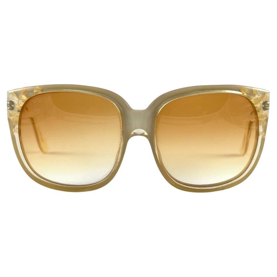 Vintage Emmanuelle Khanh 8080 183 Translucent Beige France Sunglasses
