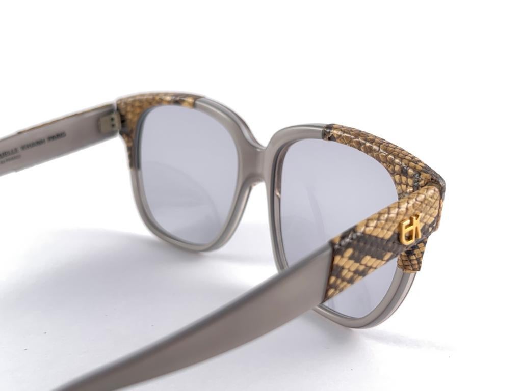 Vintage Emmanuelle Khanh 8080 45 Snake Skin Accents France 1970'S Sunglasses For Sale 8