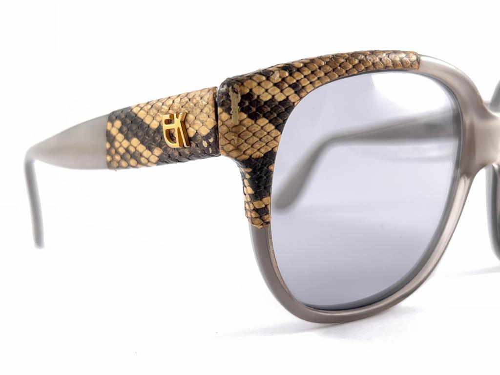 Women's or Men's Vintage Emmanuelle Khanh 8080 45 Snake Skin Accents France 1970'S Sunglasses For Sale