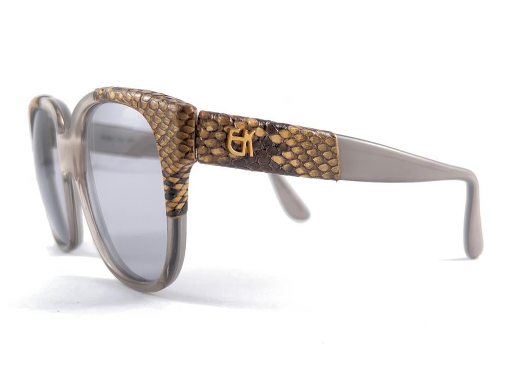 Vintage Emmanuelle Khanh 8080 45 Snake Skin Accents France 1970'S Sunglasses For Sale 1