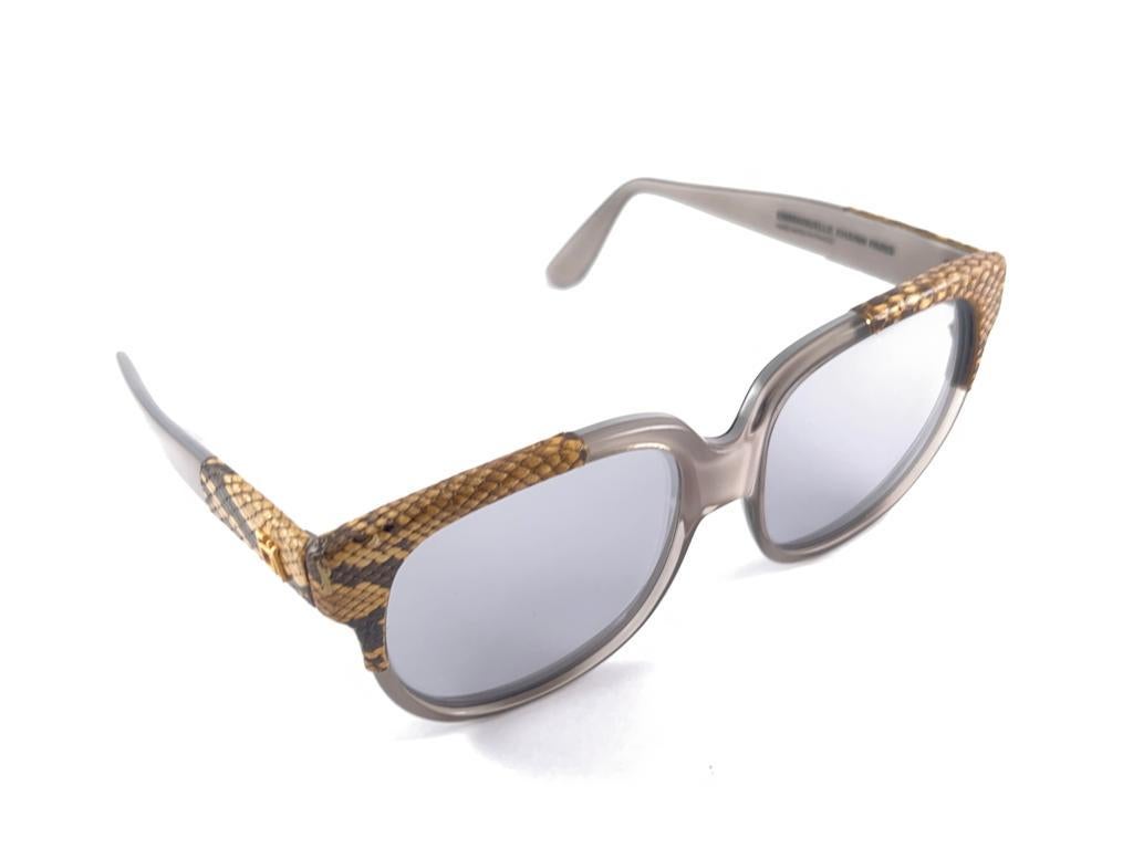 Vintage Emmanuelle Khanh 8080 45 Snake Skin Accents France 1970'S Sunglasses For Sale 4